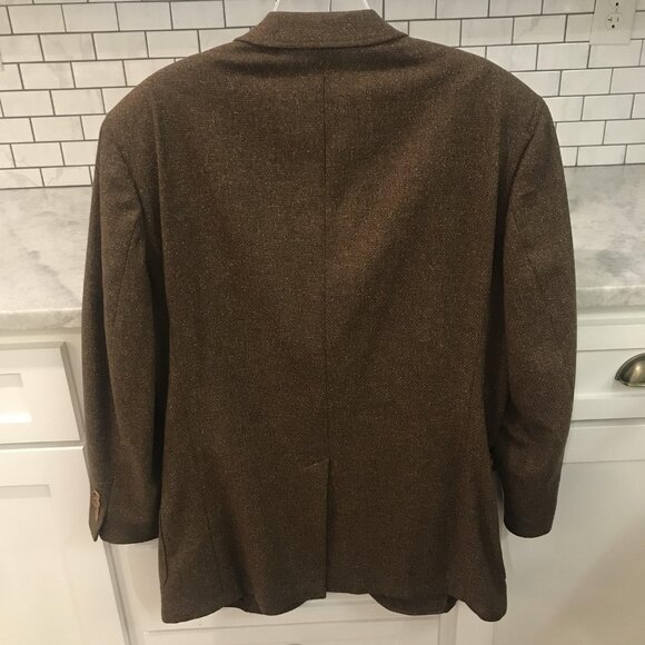 Bäumler Blazer Mens 44L Brown Tweed Wool Cashmere Silk Tallia Di Delfino Italy - Picture 4 of 14